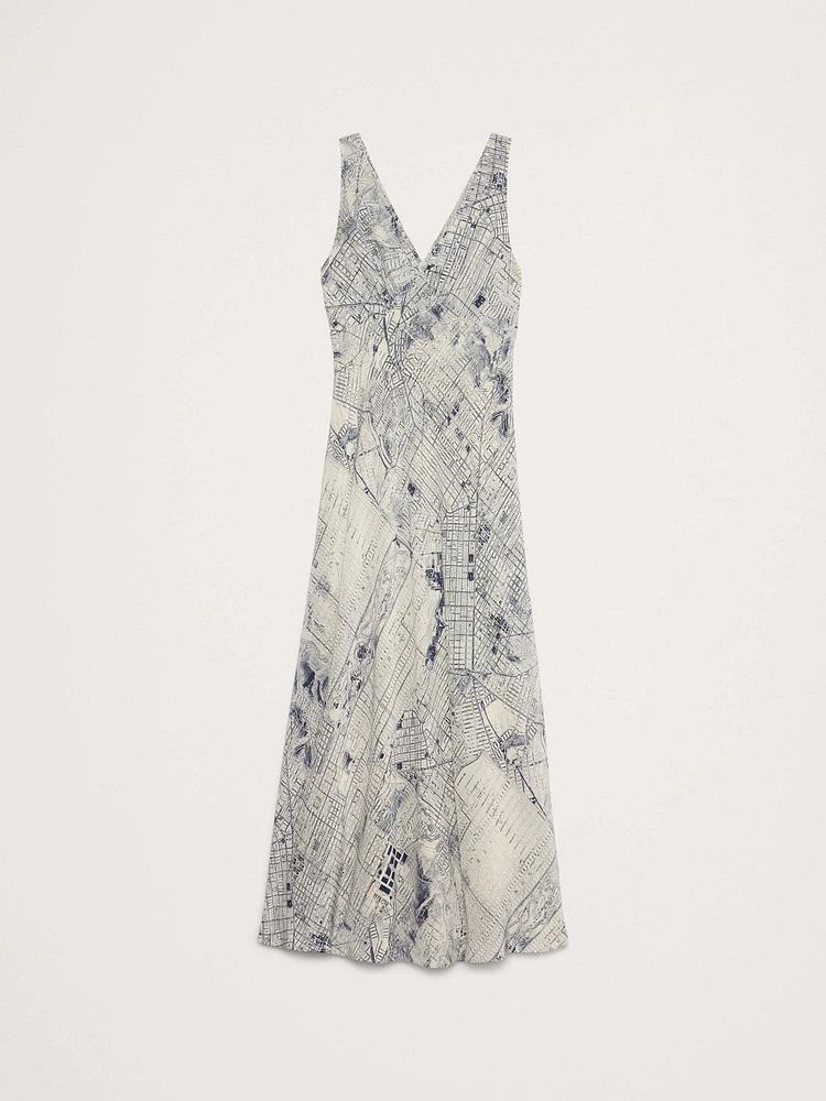 Bias-Cut Matte Silk Maxi Dress