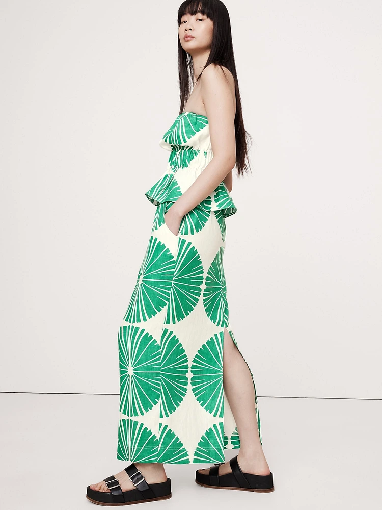 Linen Pull-On Maxi Skirt