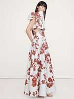 Stretch-Cotton Poplin One-Shoulder Drop-Waist Maxi Dress