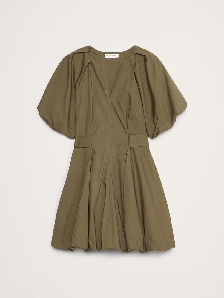 Cotton Poplin Bubble-Hem Mini Dress