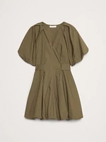 Cotton Poplin Bubble-Hem Mini Dress