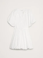 Cotton Poplin Bubble-Hem Mini Dress