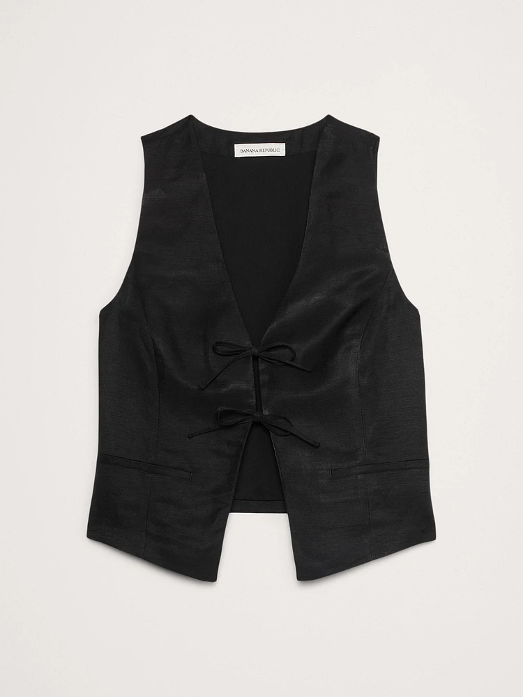 Viscose-Linen Tie Vest