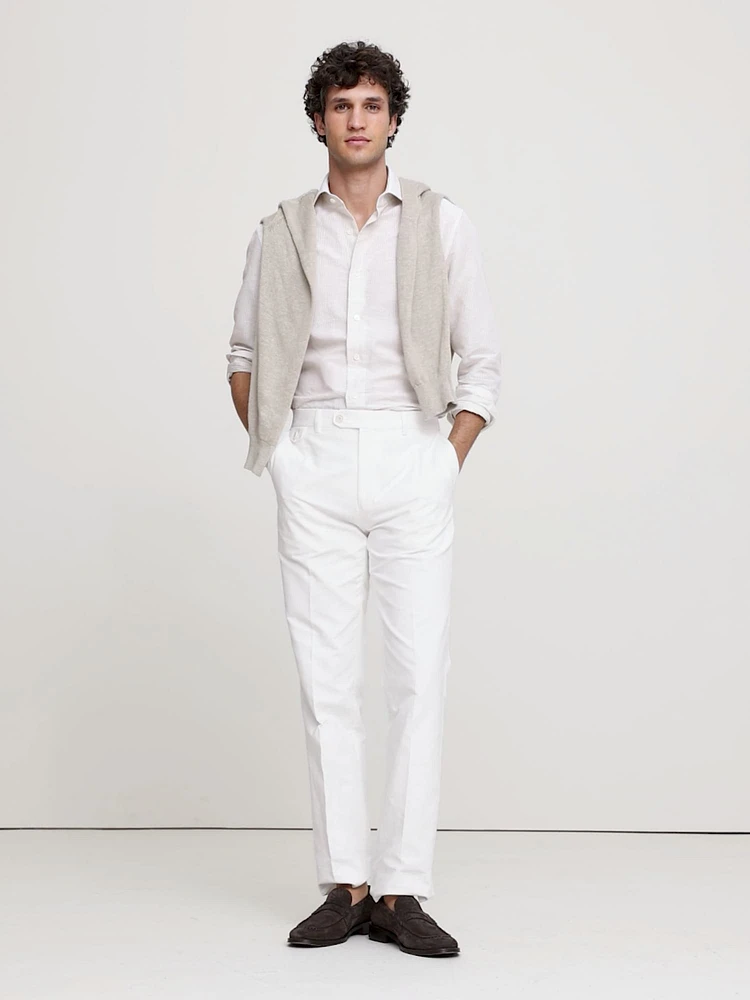 Slim Italian Cotton-Linen Dress Pant