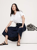 Belted Linen Maxi Skirt