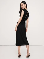 Stretch-Crepe Open-Back Midi Dress