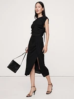 Stretch-Crepe Open-Back Midi Dress
