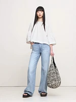 Oversized Cotton Poplin Shirred Top