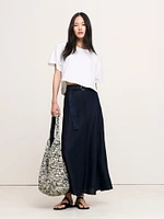 Belted Linen Maxi Skirt