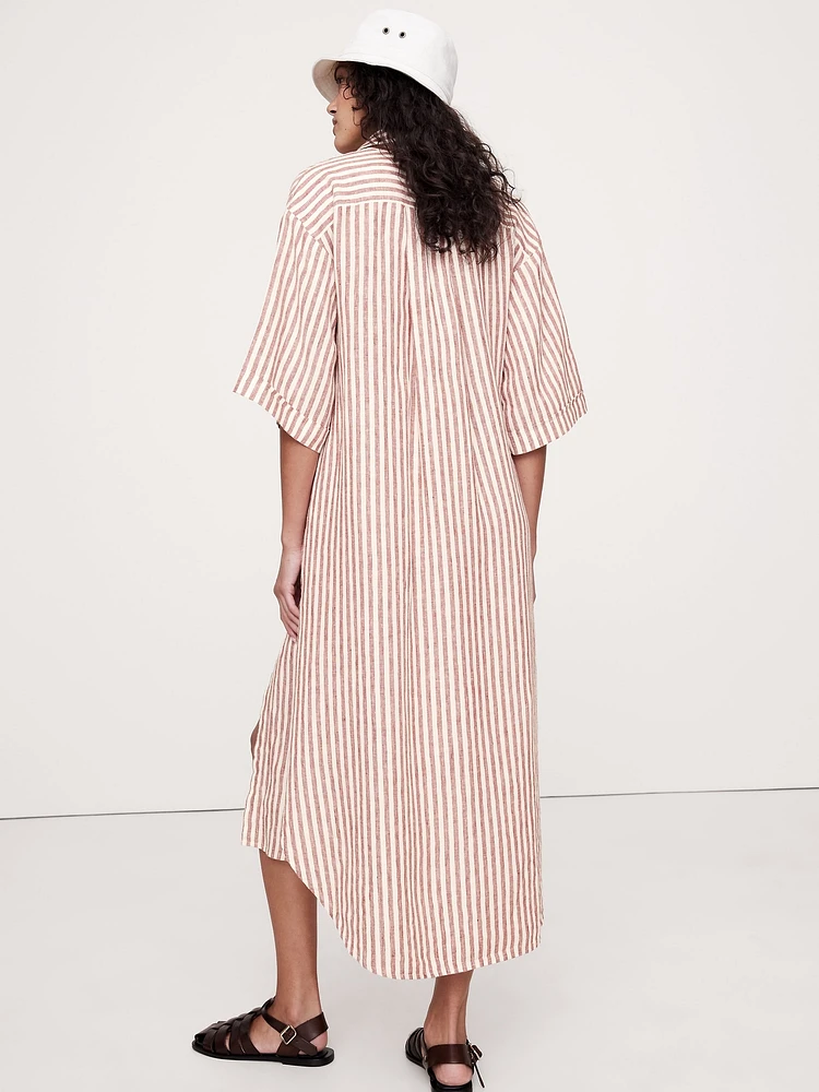 Linen Asymmetrical Shirt Dress