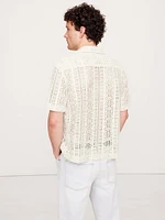 Relaxed-Fit Crochet Resort Shirt