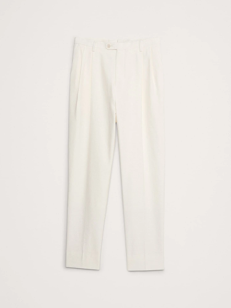 Pleated Cotton-Linen Blend Suit Pant