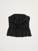 Strapless Linen Peplum Top