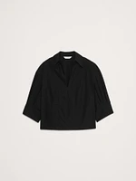 Balloon-Sleeve Cotton Poplin Popover Top