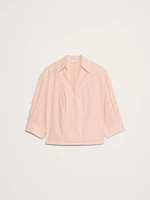 Balloon-Sleeve Cotton Poplin Popover Top