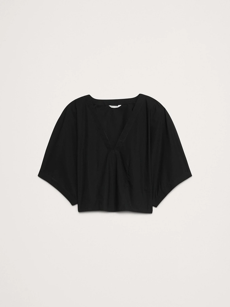 Oversized Cotton Poplin Cropped Top