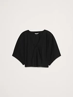 Oversized Cotton Poplin Cropped Top