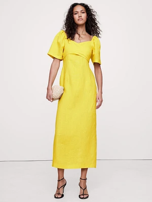 Linen Sweetheart Long Midi Dress