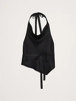 Viscose-Linen Open-Back Halter Top