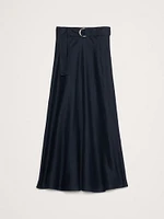 Belted Linen Maxi Skirt