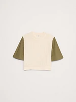 Cotton Mixed-Media Crop Top