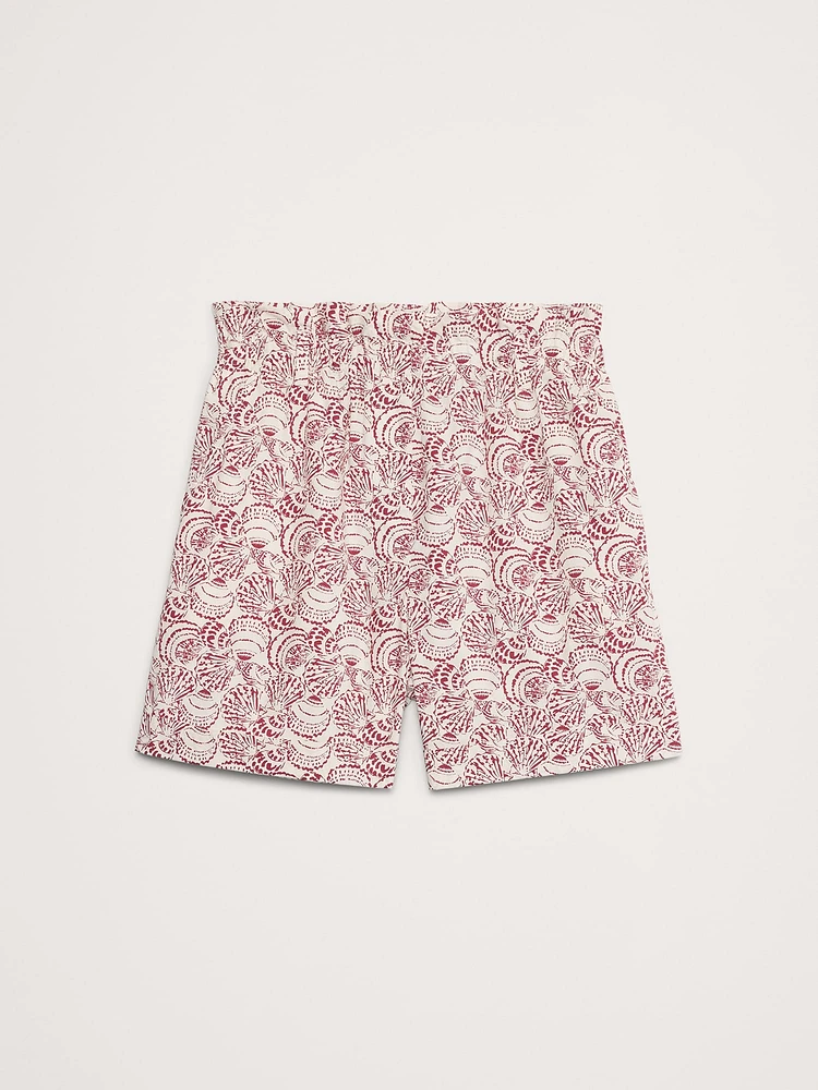 Cotton Poplin Paperbag-Waist Pull-On 3.5" Short