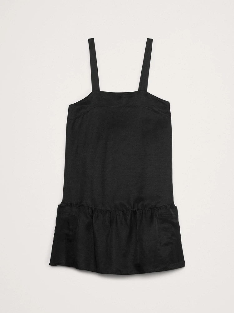 Viscose-Linen Flounce-Hem Mini Dress