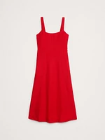 Linen Square-Neck Midi Dress
