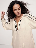 Embroidered Linen Peasant Dress