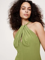 Matte Silk Halter Maxi Dress