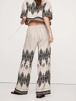 Pull-On Wide-Leg Linen Pant