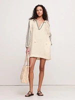 Embroidered Linen Peasant Dress