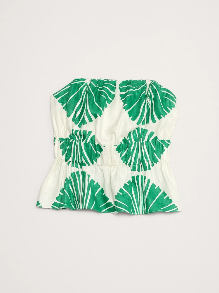 Strapless Linen Peplum Top