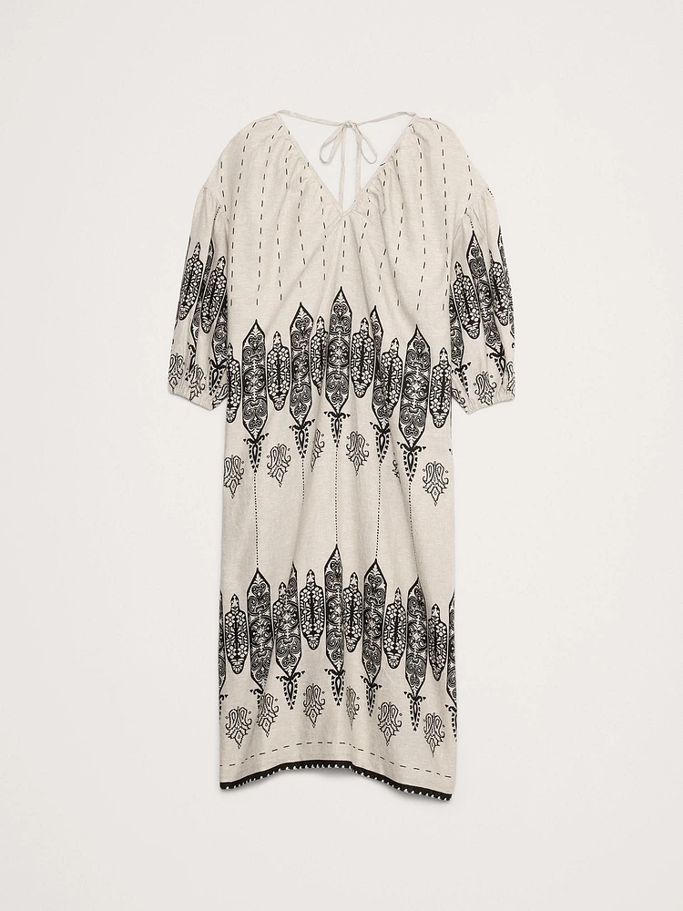 Linen V-Neck Maxi Dress