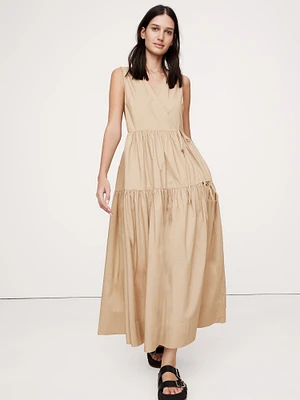Cotton Poplin Wrap Maxi Dress