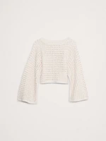 Cotton Crochet-Style Cropped Sweater