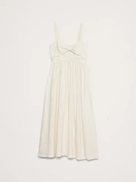 Viscose-Linen Dupioni Bow-Front Maxi Dress