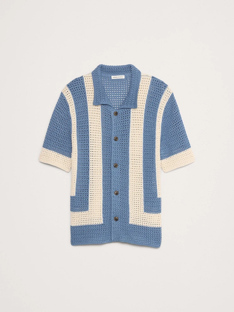 Crochet Cotton Resort Shirt