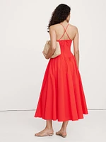 Stretch-Cotton Poplin Long Midi Dress