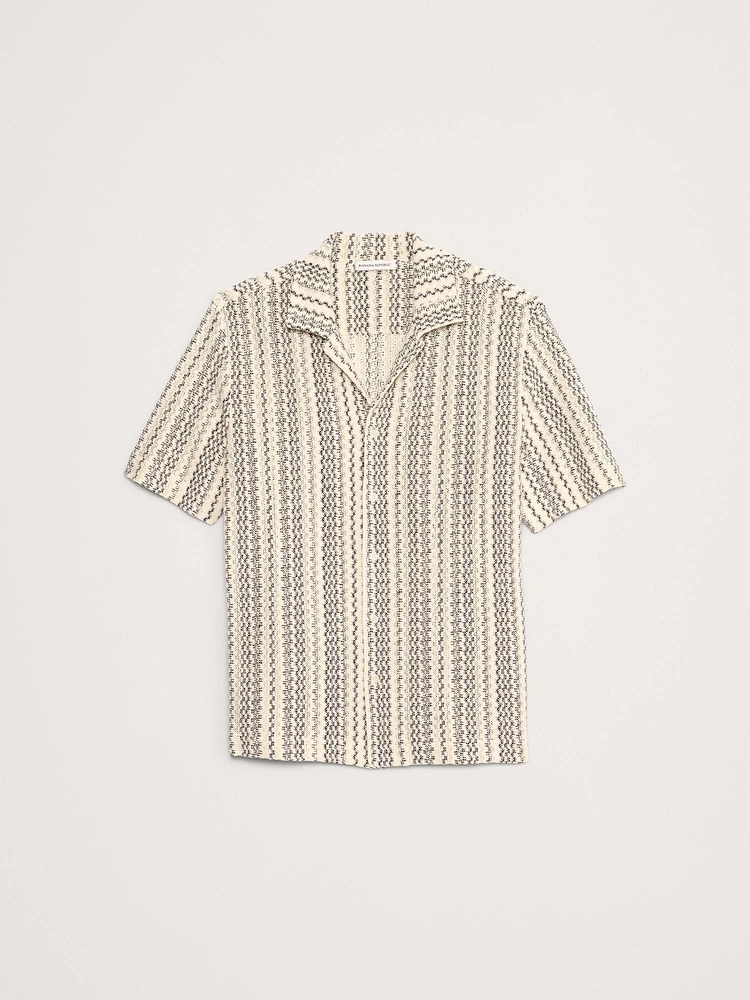 Relaxed-Fit Wavy Stripe Cotton Resort Shirt