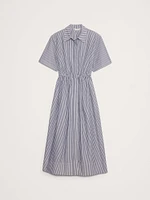 Cotton Poplin Open-Back Shirt Dress