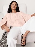 Oversized Cotton Poplin Shirred Top