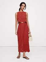 TENCEL™-Linen Eyelet Long Midi Skirt