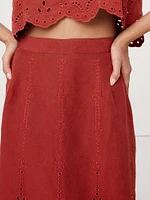 TENCEL™-Linen Eyelet Long Midi Skirt
