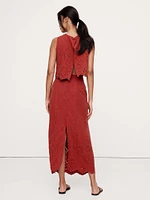 TENCEL™-Linen Eyelet Long Midi Skirt