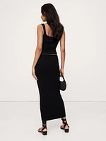Crinkle-Knit Long Midi Skirt