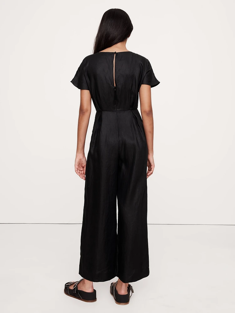 Linen V-Neck Jumpsuit
