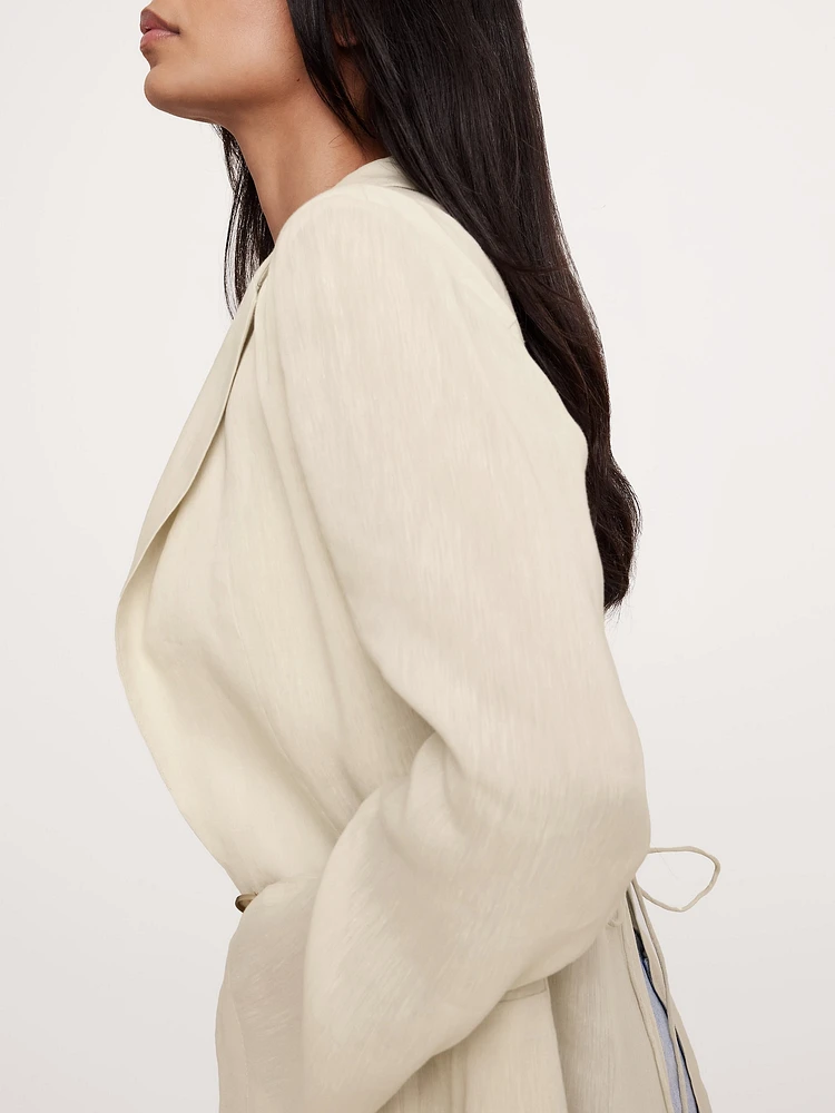 Linen-Viscose Open-Back Blazer