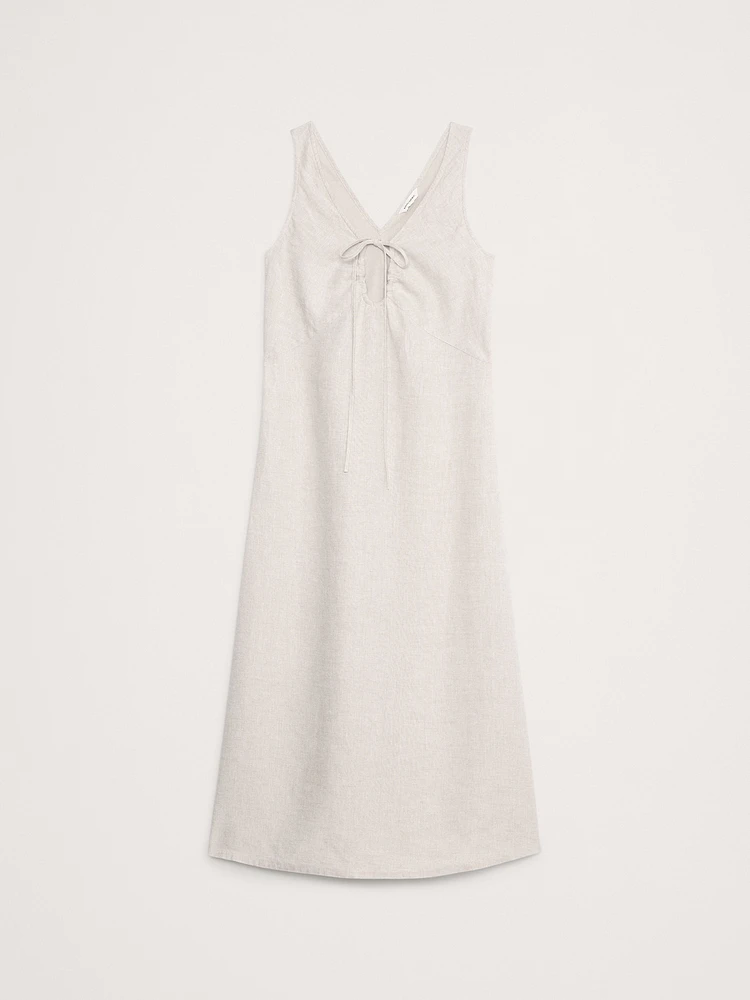 Linen Keyhole Midi Dress