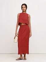 TENCEL™-Linen Eyelet Long Midi Skirt